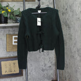 A New Day Womens Long Sleeve Bow Cardigan Sweater 94674334 Green L