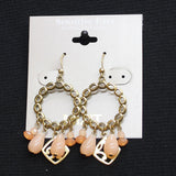 Mixit Teardrop Bead Charm Hoop Earrings Gold / Pink 2.5"