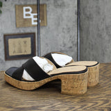 Sun + Stone Womens Giigi Crisscross Wedge Sandals 10014732800 Black 9M