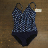 Swim Solutions Womens Printed Tummy-Control One Piece Swimsuit Shibori Blue 12