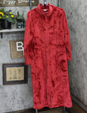 Charter Club Womens Long Plush Zip-Front Robe 100190770MS Fire Brick L