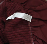 ELOQUII Womens Plus Size Twofer Sweater with Chiffon Maroon Banner Red 22W / 24W