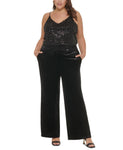 Calvin Klein Womens Plus Size Velvet Wide-Leg Pants X27P1994