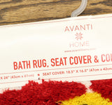 Avanti Santa Bath Rug, Seat Cover & Contour Mat Set Red Green Multi 3-Piece