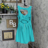 L'atiste by Amy Womens Knit Textured Open Back Babydoll Dress Teal Blue M