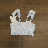 Raisins Juniors Lily Printed Ruffle-Trim Bikini Bra N711747 Blue Moon M