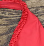 Mimi Flamingo Womens Soleil Solids Sonny Halterkini Tankini Top Swim Punch Red 6