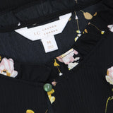 LC Lauren Conrad Womens Flutter Sleeve Button Front Blouse Shirt Top Black M