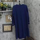 Aria Womens Long Sleeve Snap Front Nightgown A00011 Navy Blue M