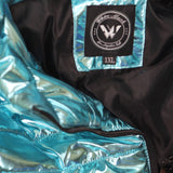 White Mark Womens Plus Size Metallic Puffer Coat PS8999M Mint Blue 1X