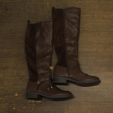 Style & Co. Verrlee Faux Leather Knee-High Riding Boots Mocha Smooth Brown 8.5M