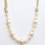 G. Comet Dangly Earrings Cable Chain Necklace Set Gold / Pearl White 37" + 4"