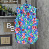 Lands' End Womens Sleeveless Patterned Button Up Shirt 485088-Sample