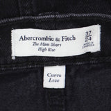 Abercrombie & Fitch Womens Curve Love Frayed Denim Jean Shorts Black 37
