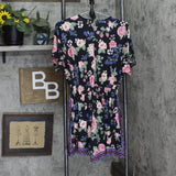 Colleen Lopez Womens Short-Sleeve Romper with Keyhole Back 688985 Black Floral S