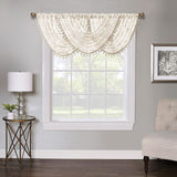 Regal Home Lombardi Floral Rod Pocket Waterfall Valance White 58 x 38