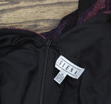 Siena Womens Metallic Side-Twist Long-Sleeve Dress SATN1869 Purple Multi 14