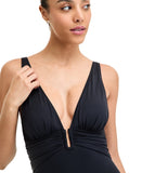 Bleu by Rod Beattie Womens Plunging V-Neck One-Piece Swimsuit RBKK25776 Black 4