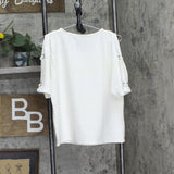 Ny Collection Womens Petites Honeycomb Embellished Blouse PHOU1641 White PL