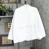 MarlaWynne Womens Canvas Drama Snap Front Jacket with Pockets Soft White L