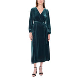 Msk Womens Long-Sleeve Stretch Velvet Dress 93017220X Emerald Green XL