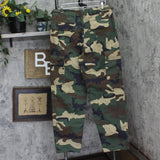 Urban Renewal Womens Button Fly Cargo Military Straight Leg Pants Green Camo S
