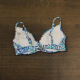 Island Escape Gemini V-Neck Underwire Padded Bikini Top Blue White Multi 12