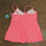 Swim Solutions Womens Swim Textured Underwire Tankini Top 806766 Guava Pink 14