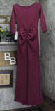 XSCAPE Womens Pleated Ruffled Gown 4452X Wine Red 6