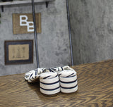 On 34th Womens Gaiaa Bow Block-Heel Sandals 10018687500 Navy Stripe Blue 6M