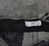 Mango Womens Wool Blend Flared Leg Suit Pants Gray Brown Check EUR 38 (US 5)