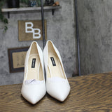 Nine West Womens Tatiana Stiletto Pointy Toe Dress Pumps White Leather 8M