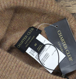 Charter Club Womens Cashmere Cuffed Beanie Warm Praline Heather Brown