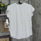 Style & Co Dolman-Sleeve Henley Linen-Blend T-Shirt Top Gravel Heather Gray S
