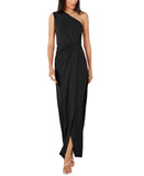 Calvin Klein Womens One Shoulder Gown with Waist Ruch CD9B22M3 Black 4