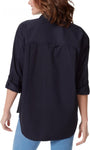 Gloria Vanderbilt Amanda Button-Front Shirt 30156537 Midnight Affair Blue XL
