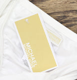 Michael Michael Kors Womens Halter Bikini Top Swim Emblem Logo MM7M161 White XS