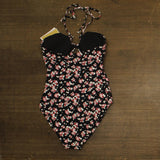 Michael Michael Kors Cut Out One-Piece Swimsuit Dark Dusty Rose Black Multi 14