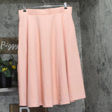 White Mark Flared Elastic Waist Midi Skirt with Side Pockets PS709 Peach Pink 1X