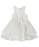 Rare Editions Girls Tiered Pearl Sleeveless Babydoll Dress Cream Off White 6-9M