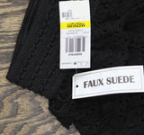 American Rag Cie Tiered Laser-Cut Faux-Suede Cropped Shorts Classic Black M