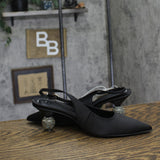 A New Day Womens Simone Rhinestone Ball Heels Disco Slingback Satin Black 9M