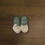 Auden Womens Fair Isle Knit Slipper Sock with Faux Fur Lining 94713669 Green S/M