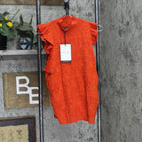 Who What Wear Women's Crochet Halter Neck Sweater Vest Red Clay Orange 2XL