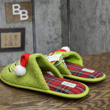 The Grinch Mens Womens Holiday 3D Hat Scuff Slippers Green L (W 11/12 M 10/11)