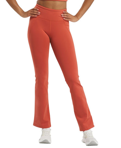 Reebok Womens High-Rise Mini-Flare Pants 100205600 Brick Red Orange XL