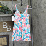 Swim Solutions Bow Front Swimdress One Piece Swimsuit Tropic Twist White Multi 8