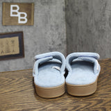 Isotoner Womens Slide Slippers Fuzzy Light Blue 8.5-9