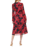 Tommy Hilfiger Glitter-Dot Floral Belted Dress Sky Captain / Persian Red 12