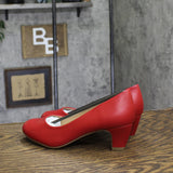 Journee Collection Luu Comfort Insole Round Toe Low Block Heel Pumps Red 7.5M